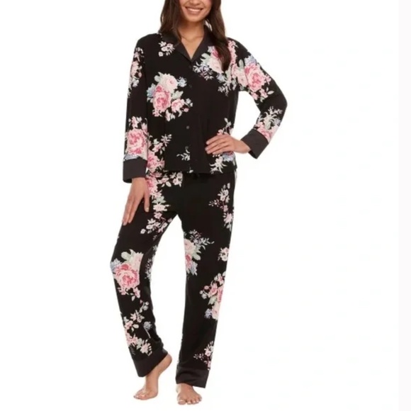 Flora Nikrooz Ladies' Satin Trim Notch Collar PJ Set XL NEW - Picture 1 of 7